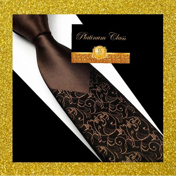 dasi pria import slim coklat batik platinum class - instant velcro
