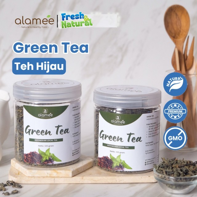 

ALAMEE Teh Hijau Green Tea Organic Kering Organik Greentea Minuman Herbal fresh and natural