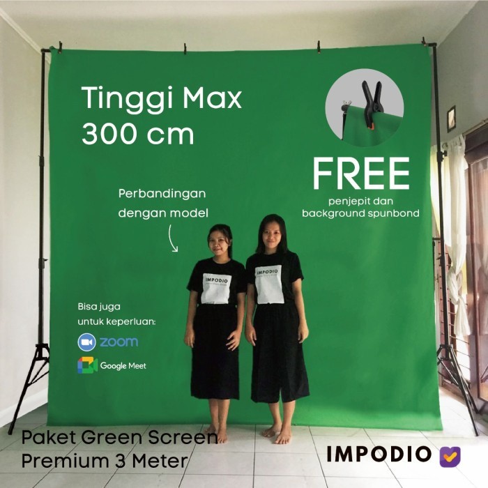 IMPODIO Stand backdrop tinggi 3m x lebar 3m + green screen CO