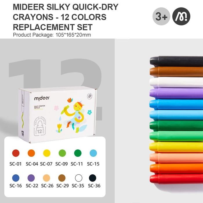 

【M-MT】PROMO!!! mideer quick dry silky crayon 24 pc non toxic for kids washable - refill