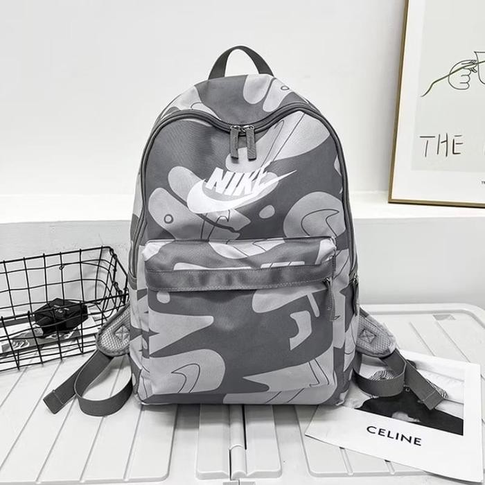 Tas Ransel Pria Nike Hitam Backpack / Tas Sekolah Anak Remaja Dewasa Kantor - Abu-abu