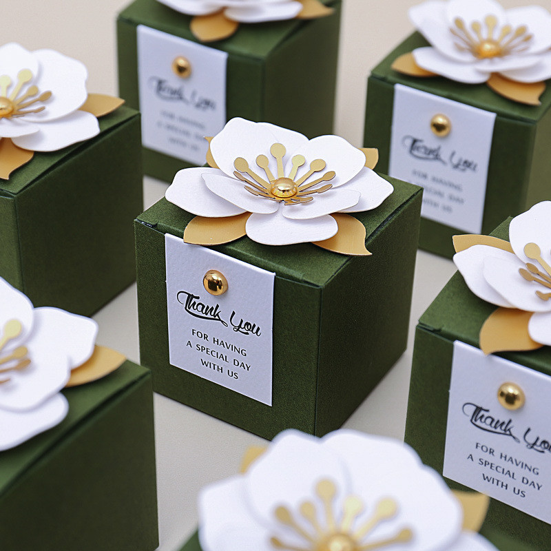 

Creative Flower Square Wedding Candy Box Exquisite Little Flower Chocolate Box Holiday Party Banquet Anniversary Gift Box