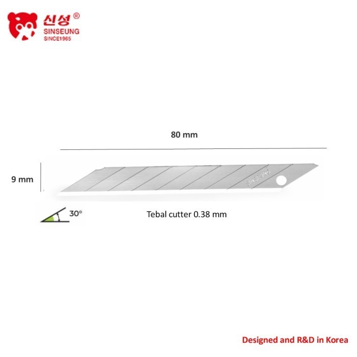 

Sinseung S301 Refill Isi Pisau Kecil 9 mm 30 Derajat (10 Pcs Per Tube) Cutter Blade 9mm