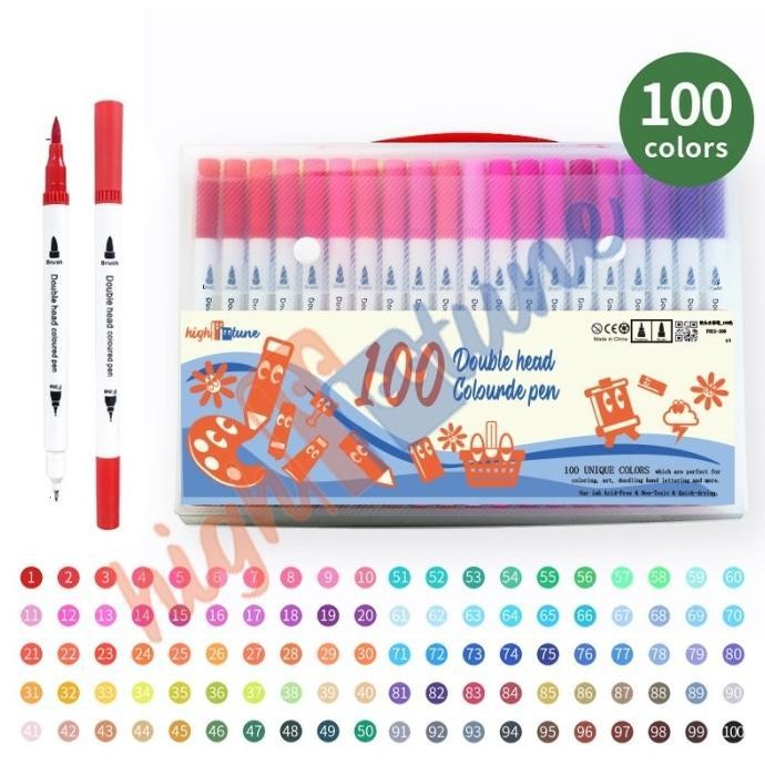 

Promo NEW Hightune 12/36/60/100/120 Spido Warna Set Brush Pen doube tip drawing pen - 12 Warna