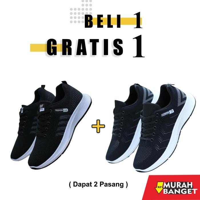 BELI 1 GRATIS 1 Sepatu Sneakers Pria Wanita Untuk Sekolah Model Sport Dapat 2 Pasang Casual Shoes Hi