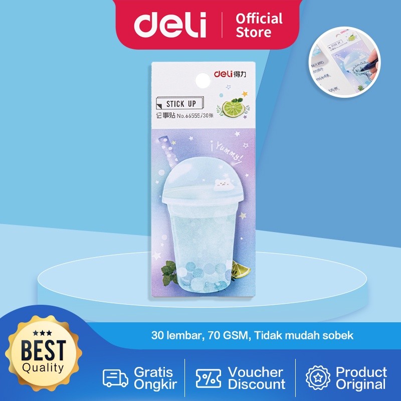 

Deli Sticky Notes / Memo Tempel / Kertas Penanda Lucu 70 GSM 30 Lembar Tidak Mudah Sobek 66555