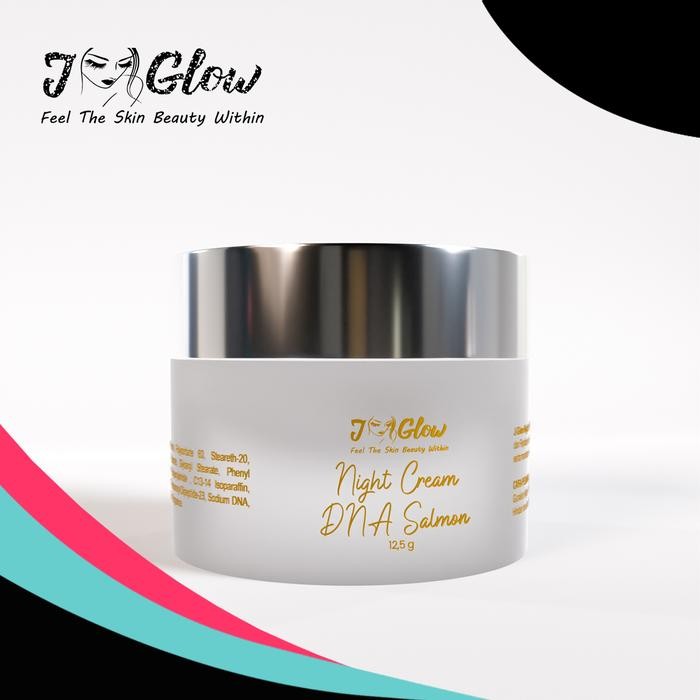 Jglow Skincare Night Cream Dna Salmon Krim malam Spotless Pemutihan Bebas Alkohol 12 gr Pelembab Waj