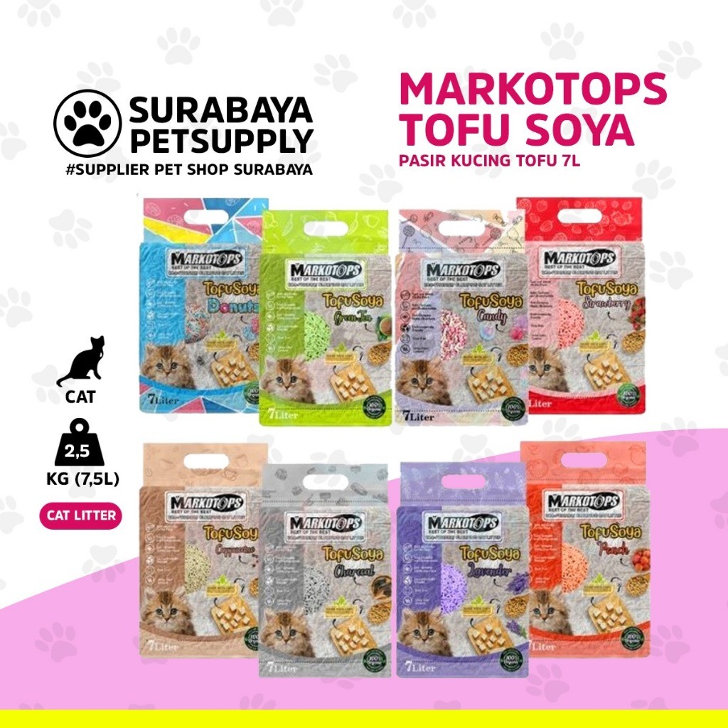 Markotops tofu soya - pasir kucing markotop tofu 7,5Liter - Pasir kucing tofu markotops - Pasir kuci