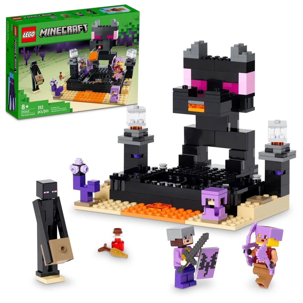 LEGO 21242 Minecraft The End's Arena, Lava Fighting Toy, Dragon of Ender and Enderman Figure Player 