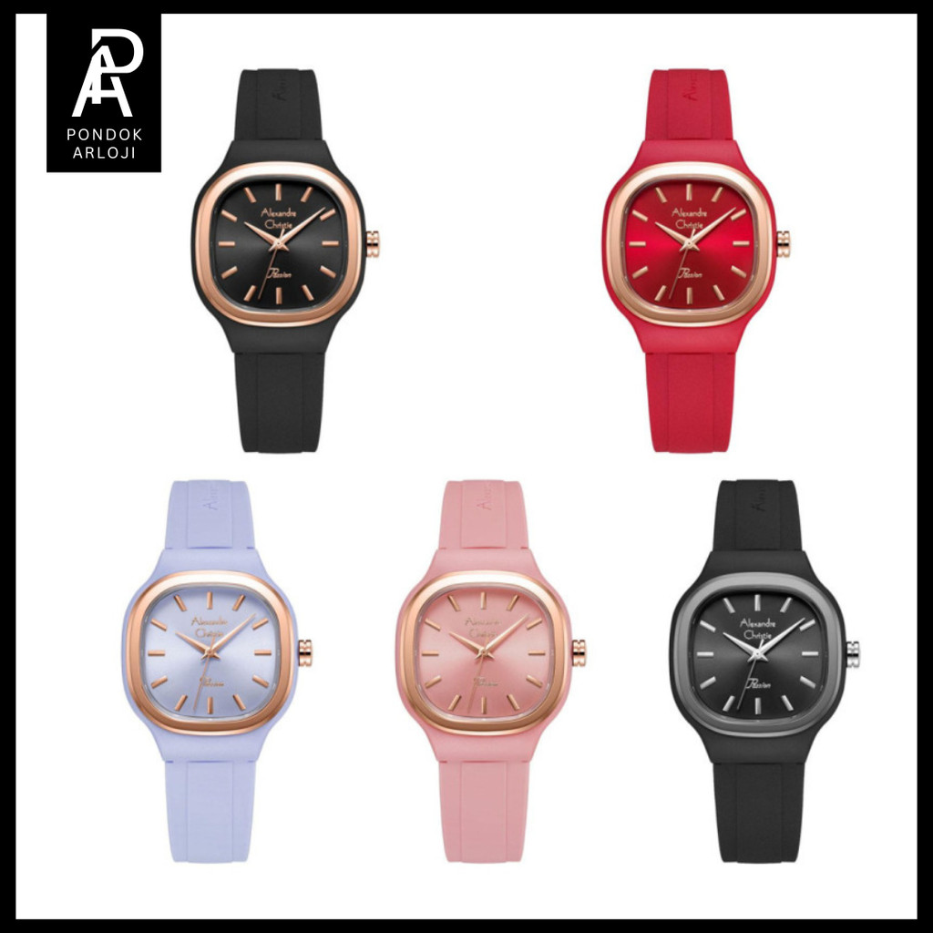 Jam Tangan Wanita Alexandre Christie AC 2B77 / ac2b77 / 2b77 Rubber Original