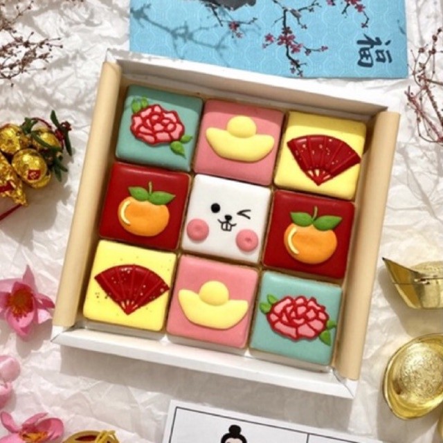 

1 BOX isi 9 butter cookies icing kukis hias CNY character imlek LUNAR CHINESE NEW YEAR