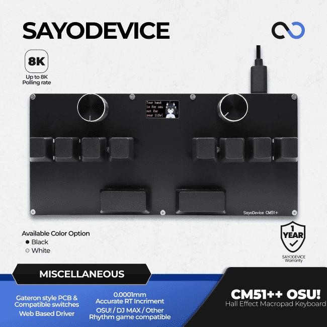 SayoDevice CM51+ OSU / DJMAX Hall Effect Macropad Gaming Keyboard Rapid Trigger SOCD RDT