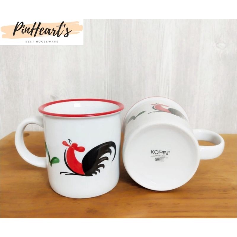 MUG CANGKIR KERAMIK KOPIN MOTIF AYAM TEBAL | GELAS PORCELAIN