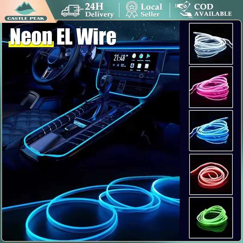 5M Lampu EL Wire Flexible CCFL Neon LED Strip Electroluminescent Light Meteran /Batre Dengan Inverte