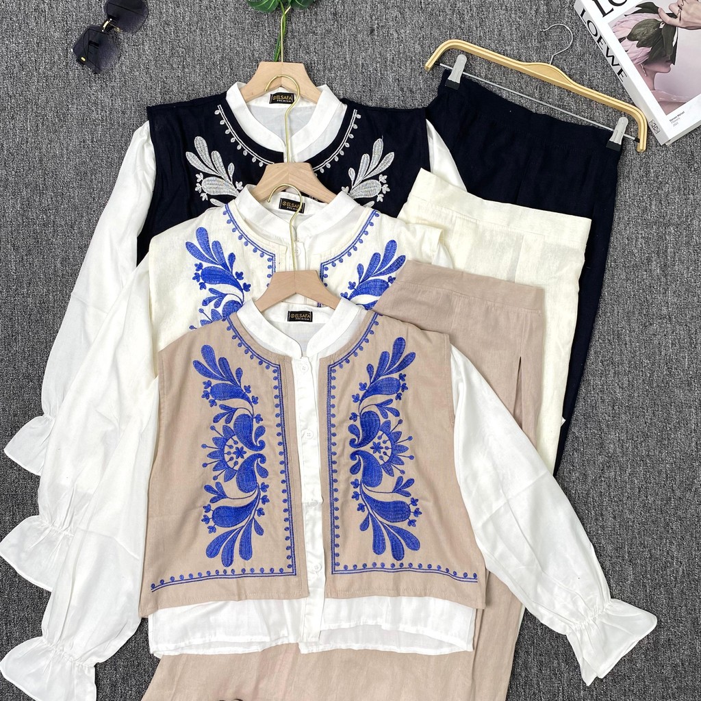 SARI FASHION-Raina setrok vest bordir ajg 18625