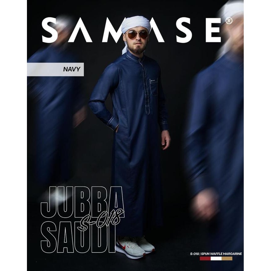 SAMASE Jubba Saudi S-018 Terbaru Lengan Panjang Jubba Original - Navy, XL