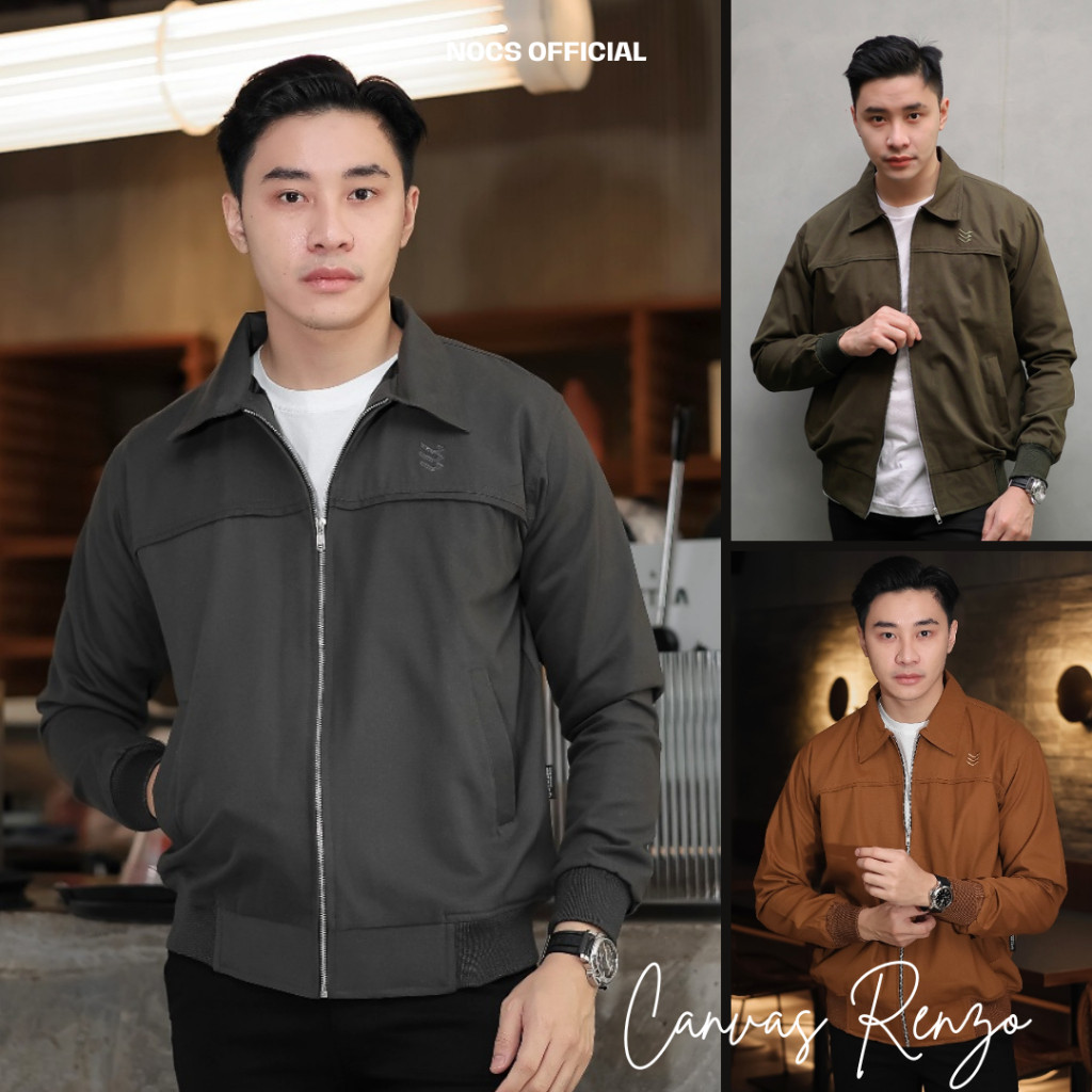 Jaket Canvas Kerah Renzo Casual Pria Slimfit Jaket Kerah