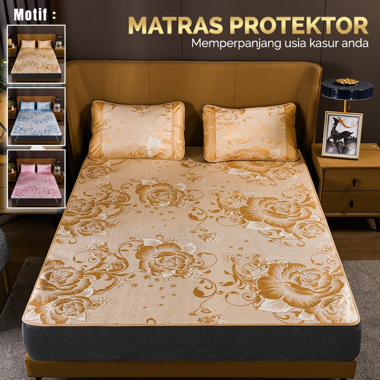 NEW Matras Alas Kasur King Ukuran Besar 180x200 cm Bahan Lembut Adem & Sejuk Pelindung kasur Motif B