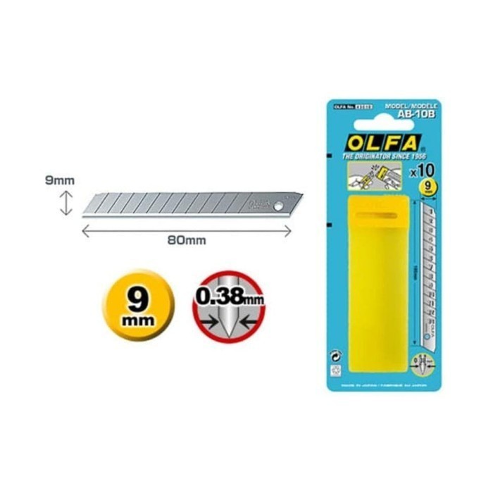 

OLFA AB-10 Refill Pisau Cutter 9mm AB-10B (10pcs/pack) Standard Spare Blade 9 mm
