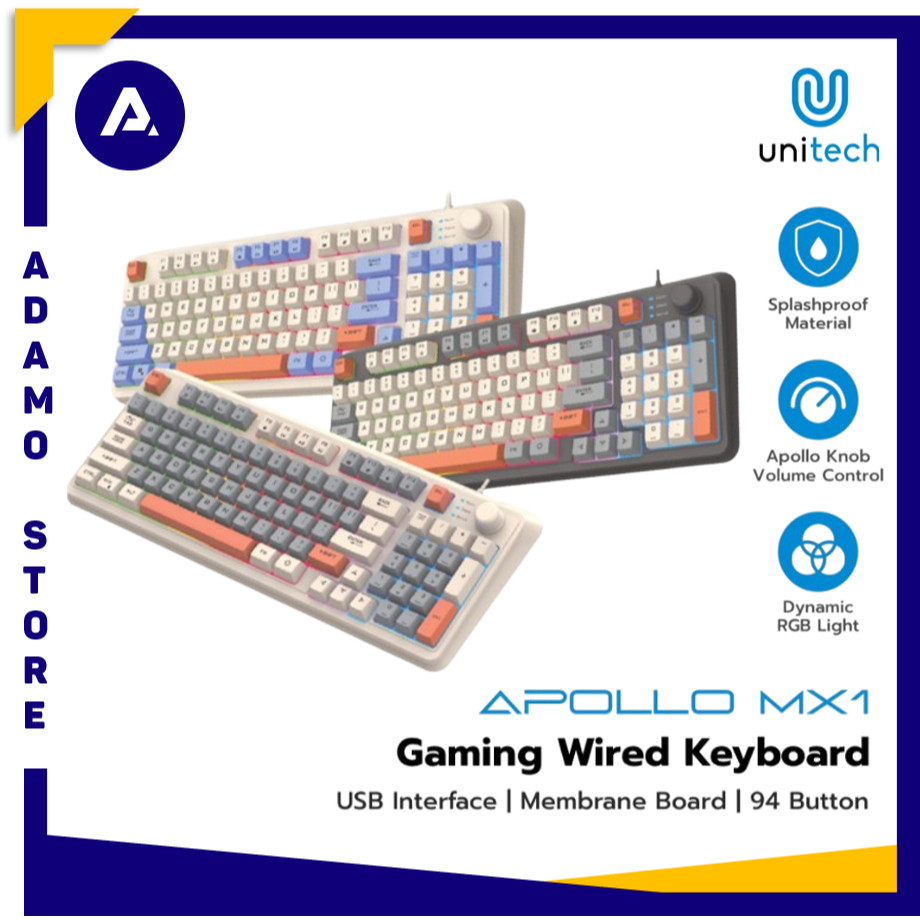 Keyboard Gaming Unitech APOLLO MX1 Wired USB Membrane Keyboard RGB