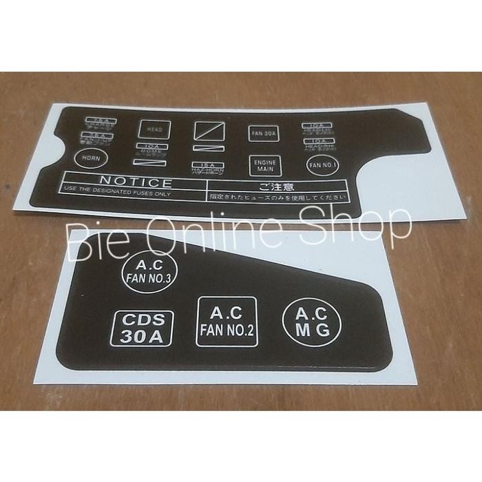 STICKER BOX SIKRING / FUSE BOX TOYOTA COROLLA TWINCAM AE92 - SE LIMITED