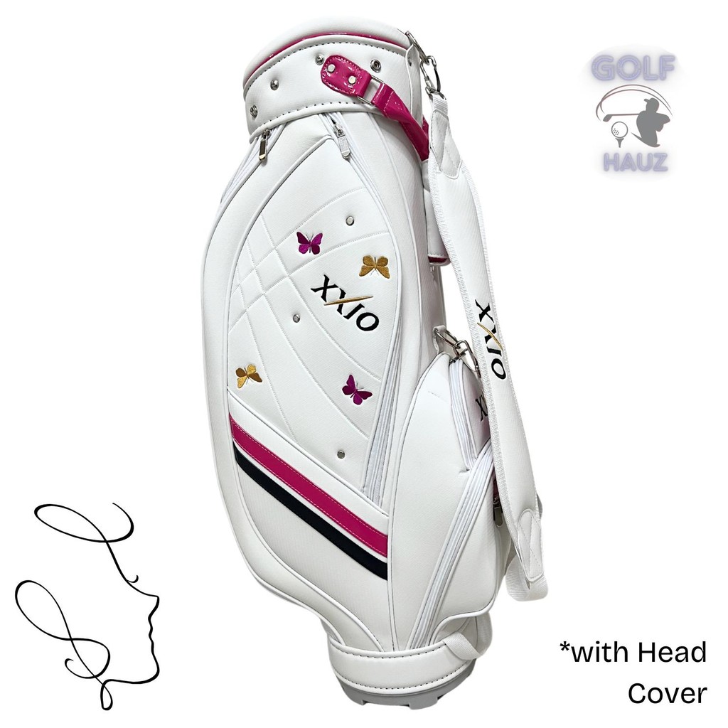 Tas Golf Ladies Lady Lightweight White Pink Color XXIO Bag Standing Berdiri Turun Lapangan Driving C