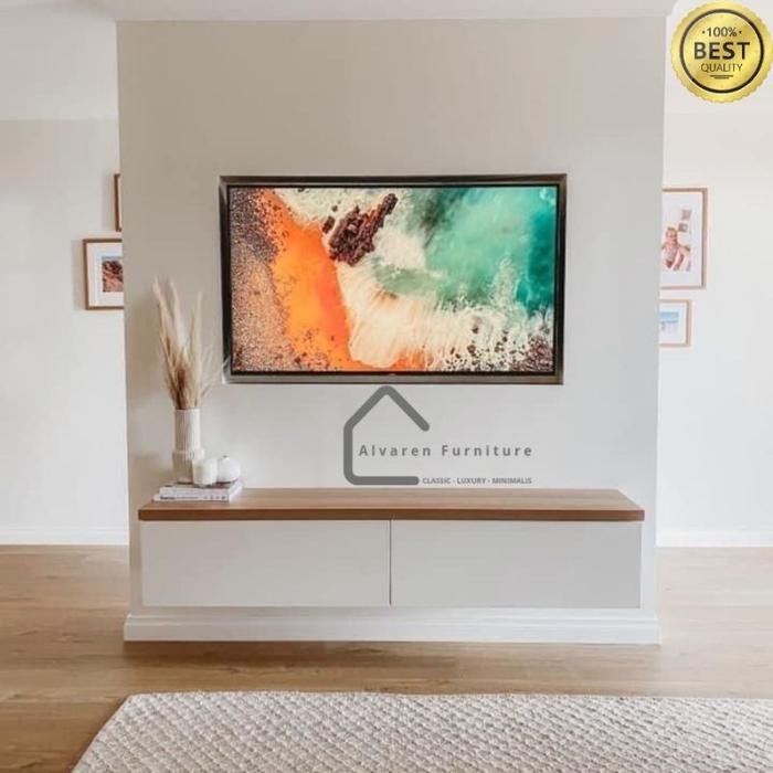 meja tv gantung minimalis,kabinet gantung minimalis, kabinet gantung serbaguna 2 laci - Putih, 80×30