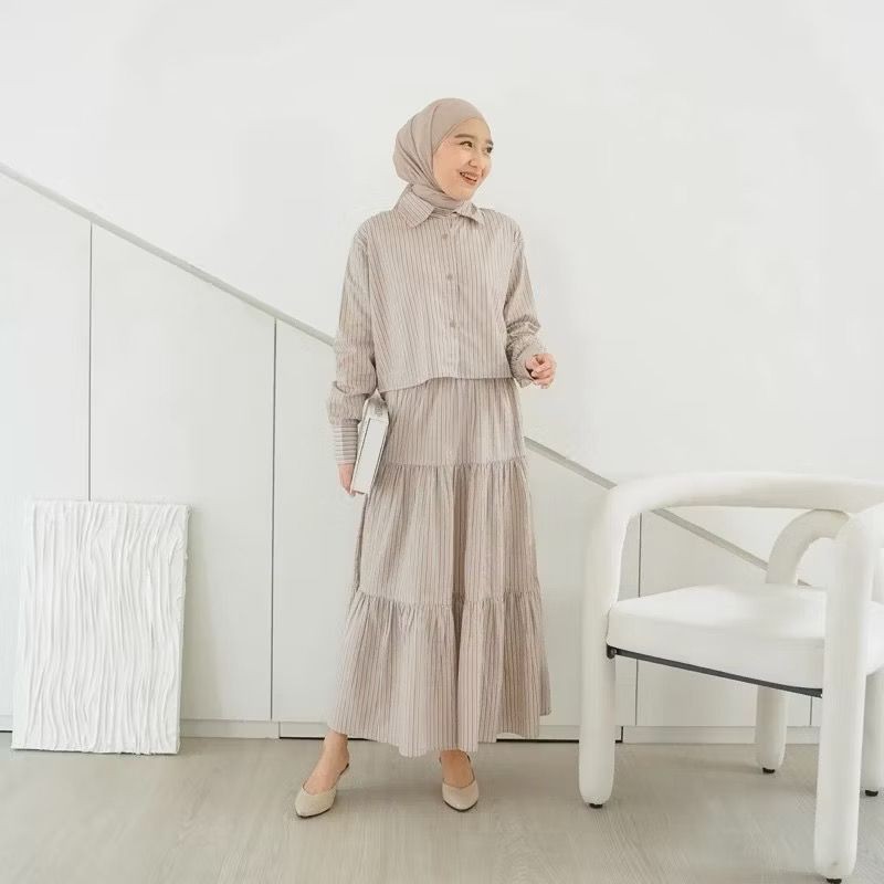 BEFAST - ZRD SET MAXITA KEMEJA DENGAN ROK PANJANG MODEL TERBARU VIRAL / CLARA One Set | Kemeja Wanit