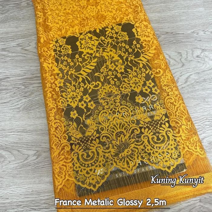 Kain Lembaran Kebaya Brokat France Metalic Glossy 2 Baju Bahan Super Lembut dan Halus Kebaya Bali Mu