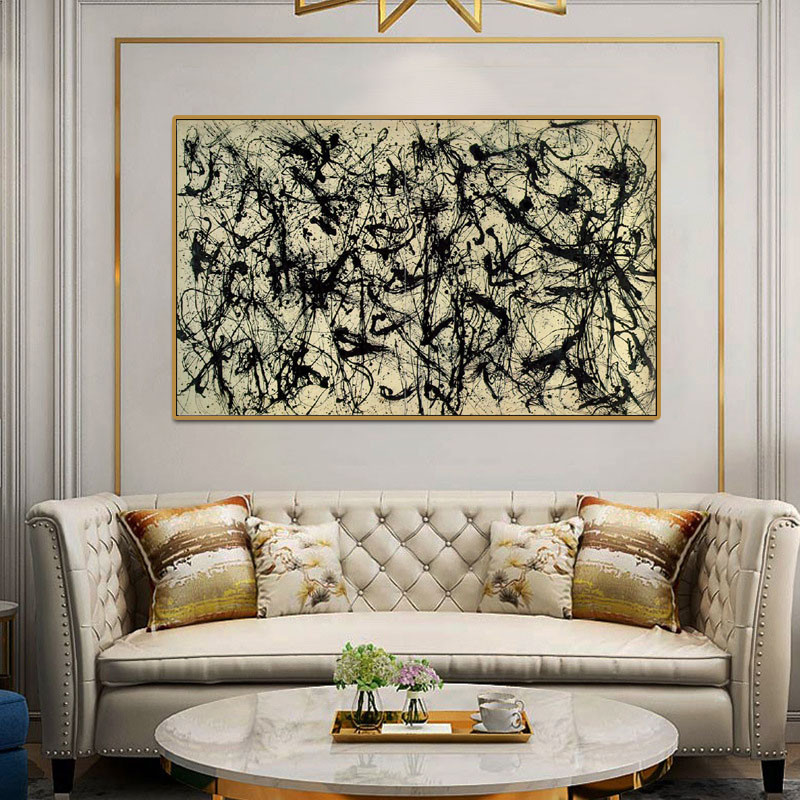 

Hand painted famous work reproduction of Number 32 by Jackson Pollock Abstract oil painting on canvas Pictures wall decoration