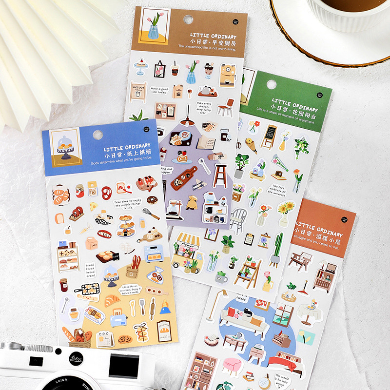 

1 pc Self-adhesive Stickers Daily Life Items Handbags Decorative Stationery DIY Journal Stationery Children Decor Art Supply