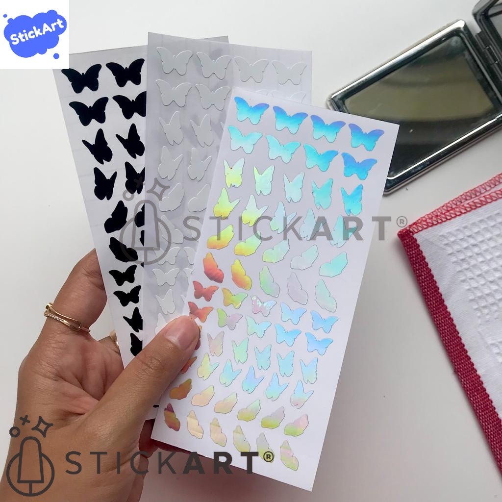 

[STICKART] Hologram Butterfly Sticker/ Stiker Kupu/ Polco Deco/ Toploader Deco Sticker BAHAN DAN KWALITAS PREMIUM