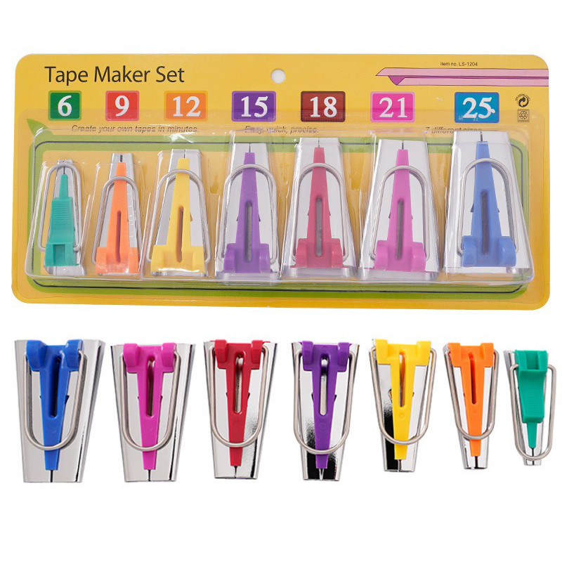 

Set Of 7 Size Fabric Bias Tape Makers Set 6-25MM Binding Tool Sewing Quilting Supplies DIY Crafts Patchwork Tape Makers Set