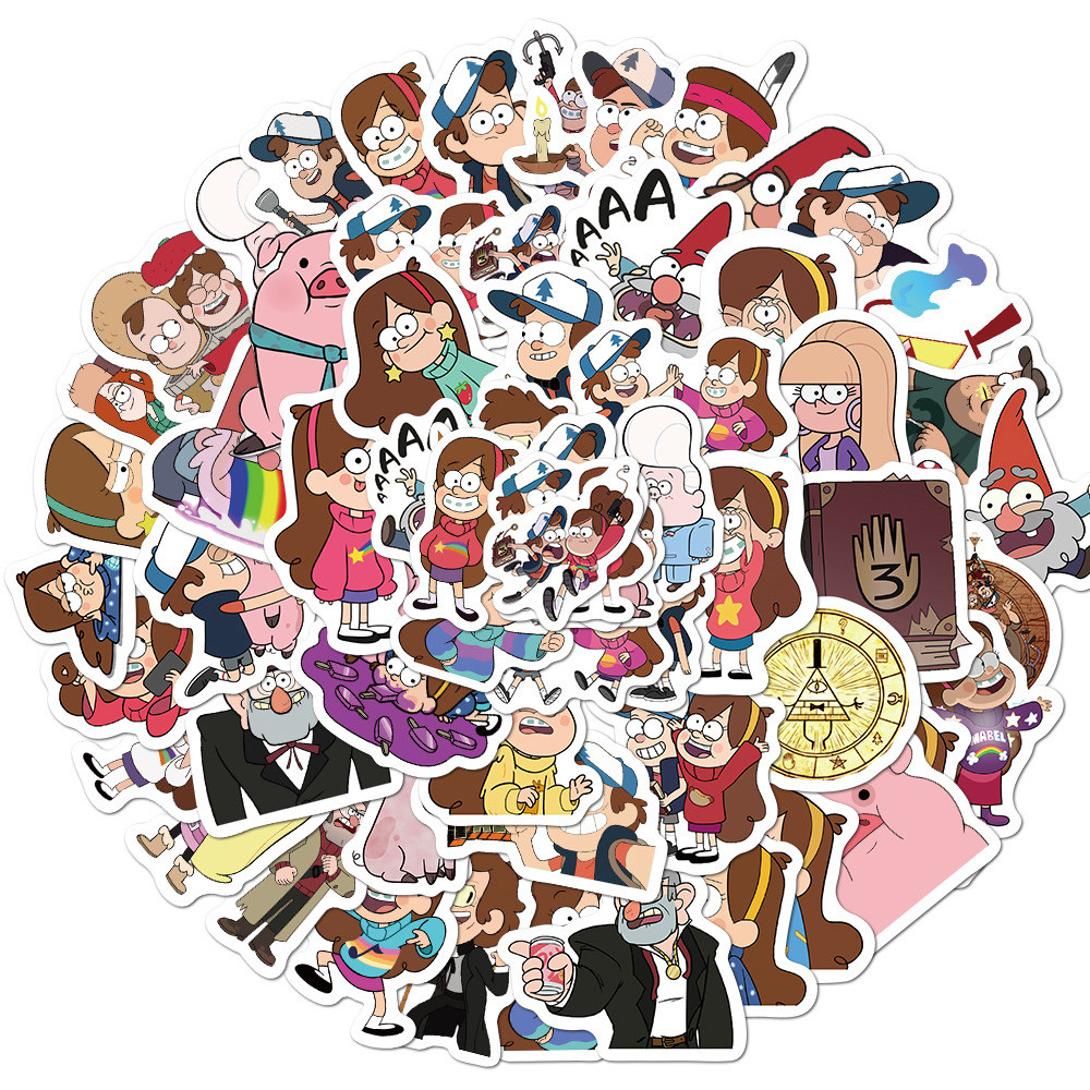 

50PCS Disney Cartoon Gravity Falls Stickers Cute Anime Toys Decals For Skateboard Phone Luggage Laptop Fridge Kids Sticker