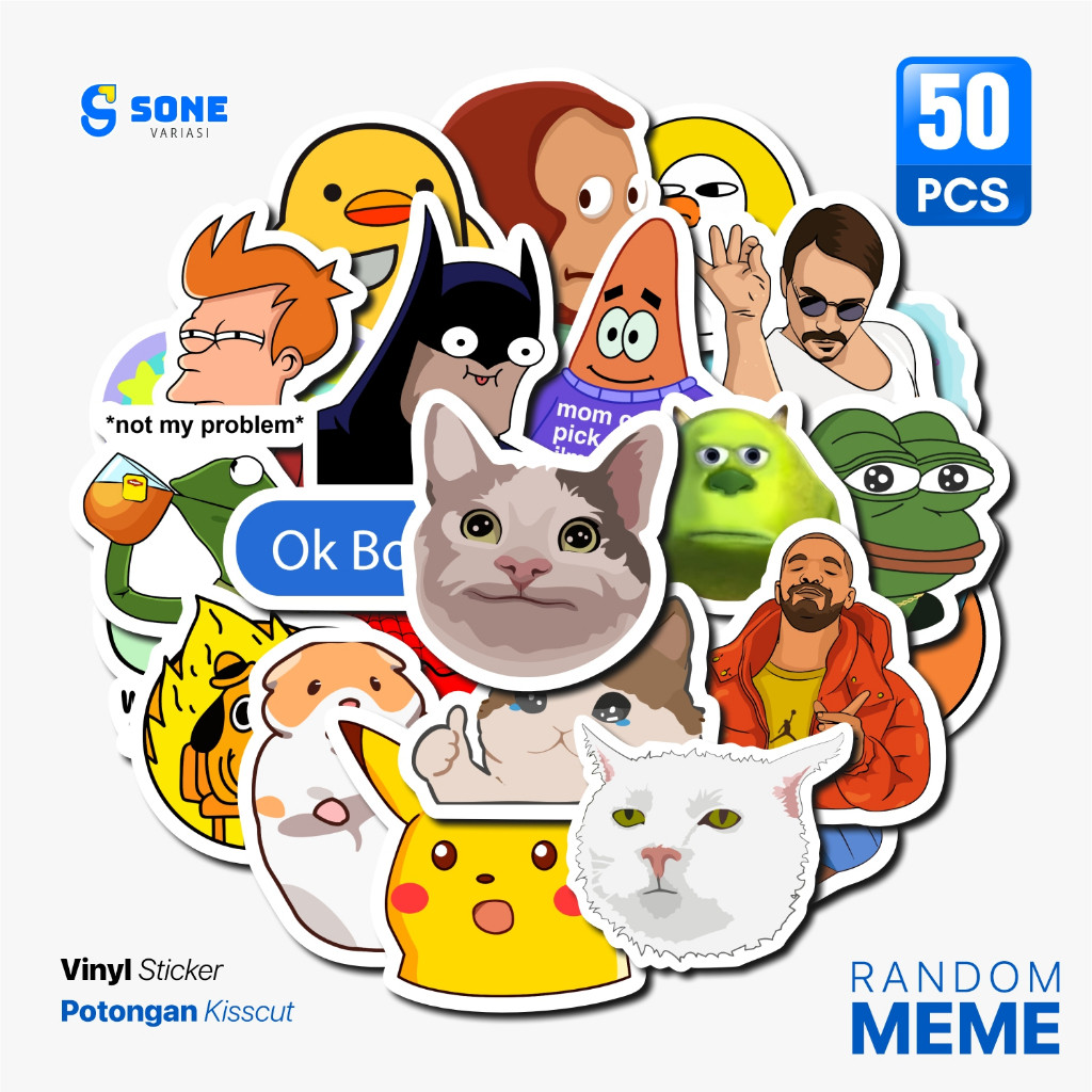 

Stiker Pack Kartun Lucu MEME Paper Vinyl Waterproof Sticker Koper Laptop Diary Buku Journal