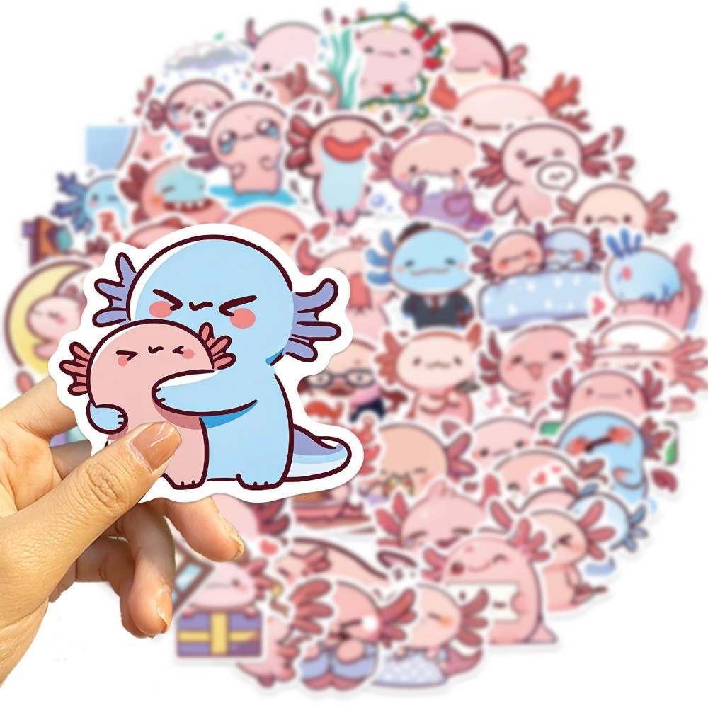 

10/50pcs Kawaii Animals Cute Cartoon Axolotl Stickers Scrapbooking Label Diary Stationery Computer Refrigerator Aesthetic Decals
