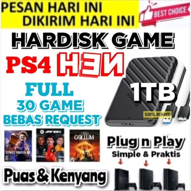 HDD GAME PS4 HARDISK EXTERNAL HARDDISK EKSTERNAL PS4 GAME BEBAS PILIHCO