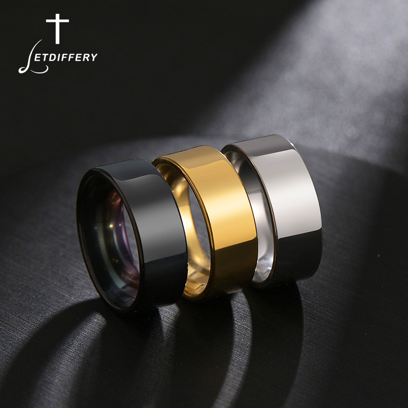 

Letdiffery 8mm Smooth Men Rings Simple Stainless Steel Women Couple Jewelry Birthday Gifts