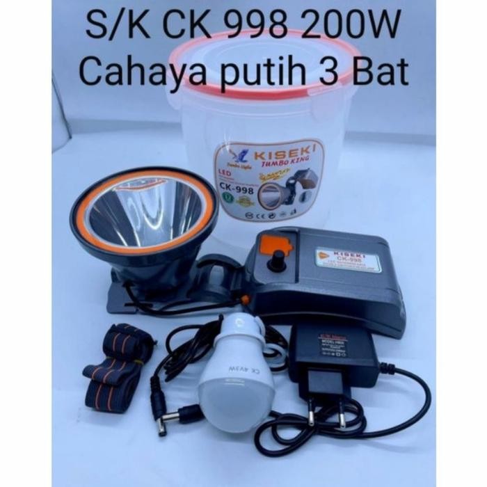 Senter Kepala LED Super Terang Kiseki 200 Watt CK-998 Jumbo King Putih