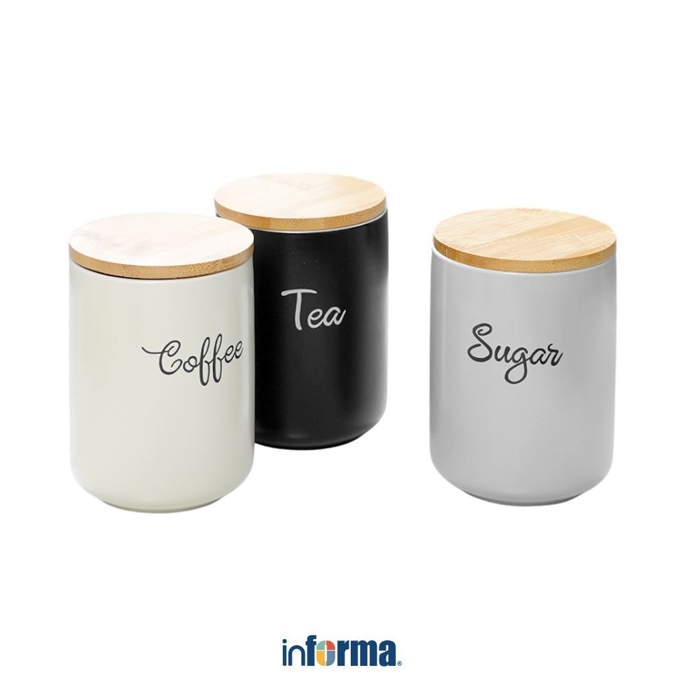 Informa Appetite Set 3 Pcs Nayeon Stoples Dengan Tutup Dan Sedok Jar Tempat Simpan Snack Dan Permen 