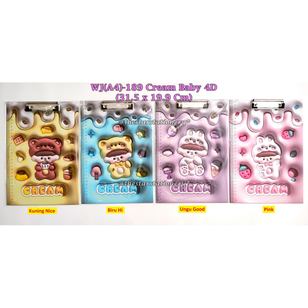 

(1 Biji) Clip Board Baby 4D 31.5*21.9 Cm / Papan Ujian Baby A4 / Clipboard GXIMP WJ(A4)-189