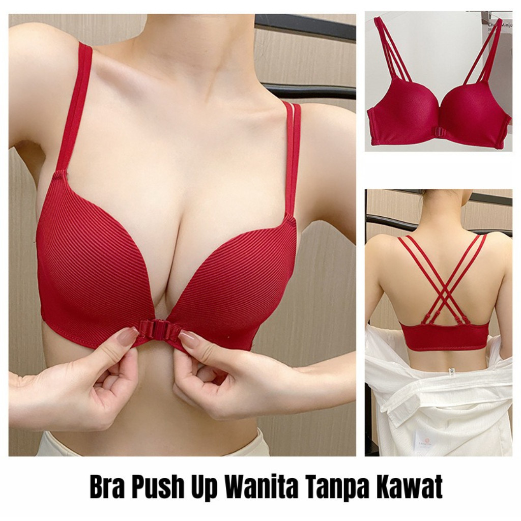 HANA BH Bra Kancing Depan Bra Push Up tanpa kawat Kait Depan