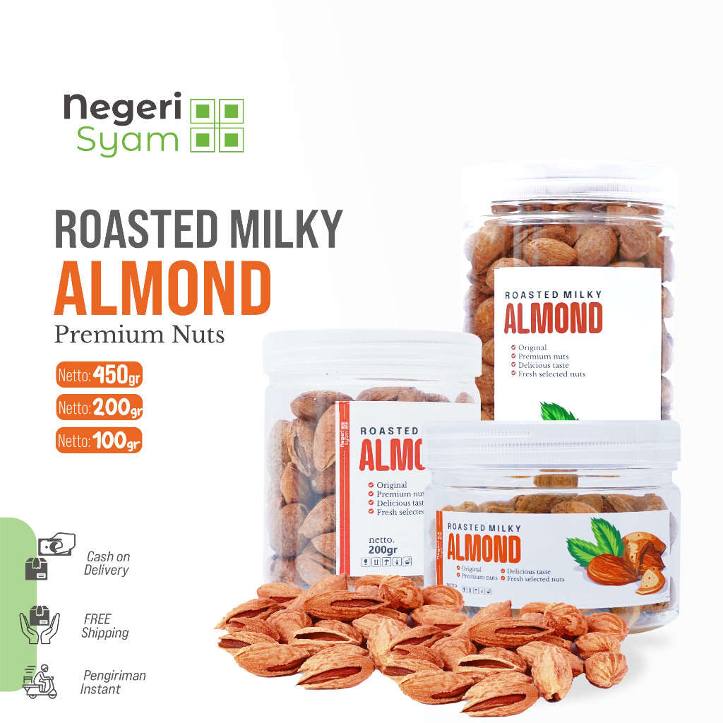 

kacang almond matang Kulit roasted milk susu panggang Premium
