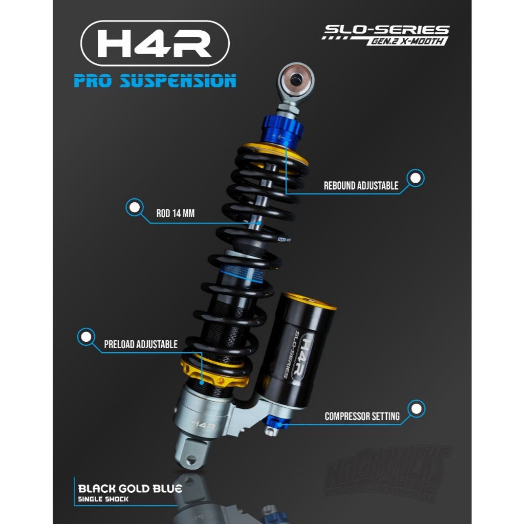 H4R SHOCKBREAKER TABUNG BAWAH SLO GEN 2 X-MOOTH MATIC 330MM 340MM VARIO 125/150/160 STYLO 160 BEAT F