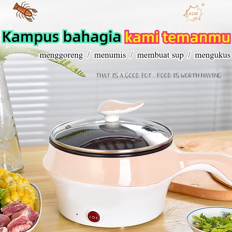 【COD】Asrama panci listrik / Panci Listrik Kompor Listrik Mini 1.2L Kompor Listrik Pelapis Anti Lengk