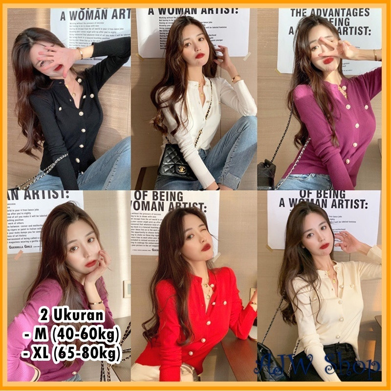 NUDSZ AJW Atasan Rajut Korean Style Wanita Premium Import Lengan Panjang Kekinian High Quality XAZ |