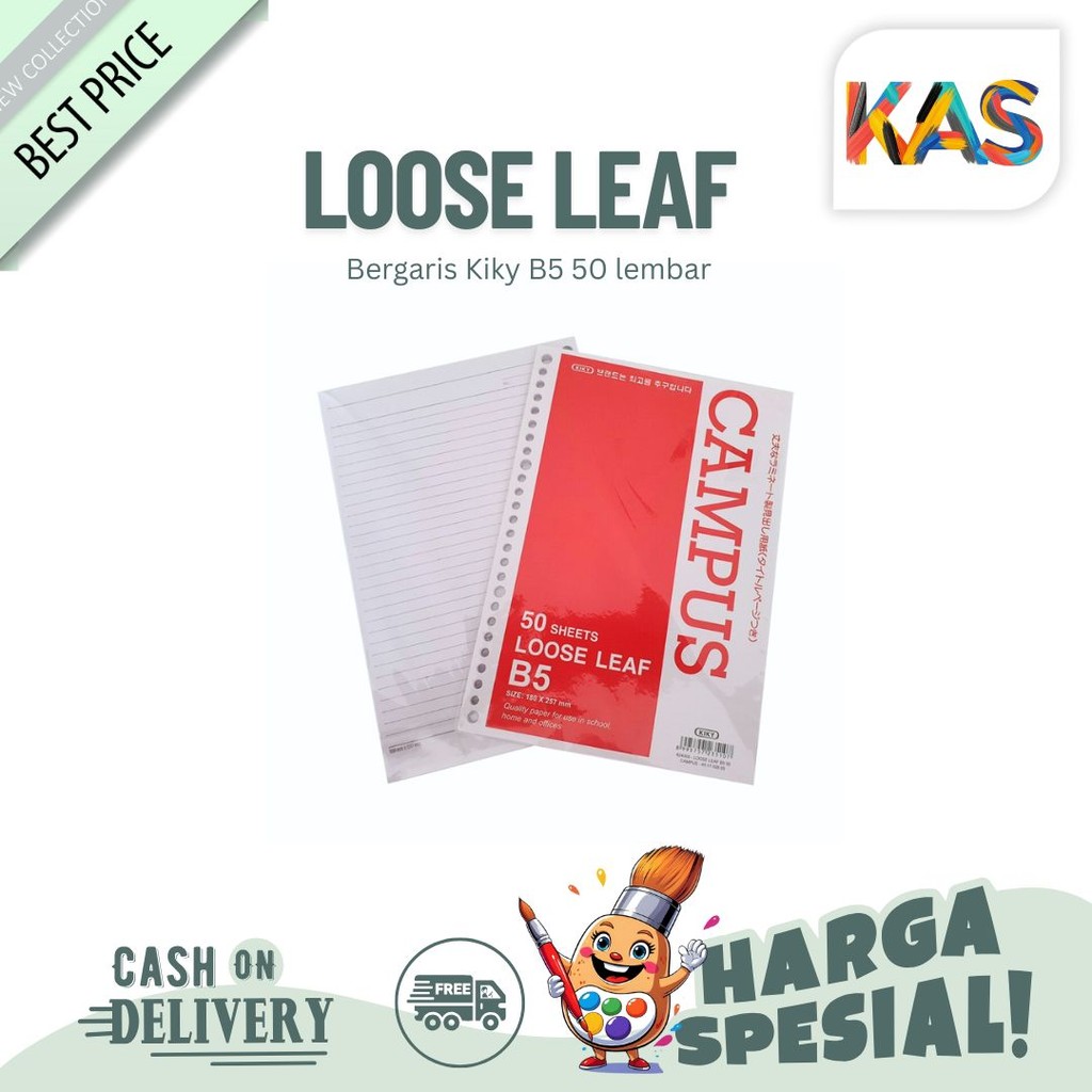 

Loose Leaf Bergaris Kiky B5 50 lembar Refill kertas Binder Garis