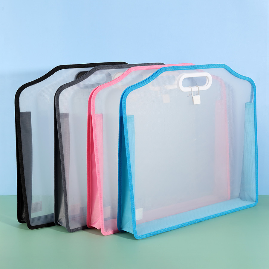 

A3 Thickened 3D Transparent File Bag, Portfolio Storage Bag, Handheld Book Bag, Office Document Bag, Double-Layer Folder