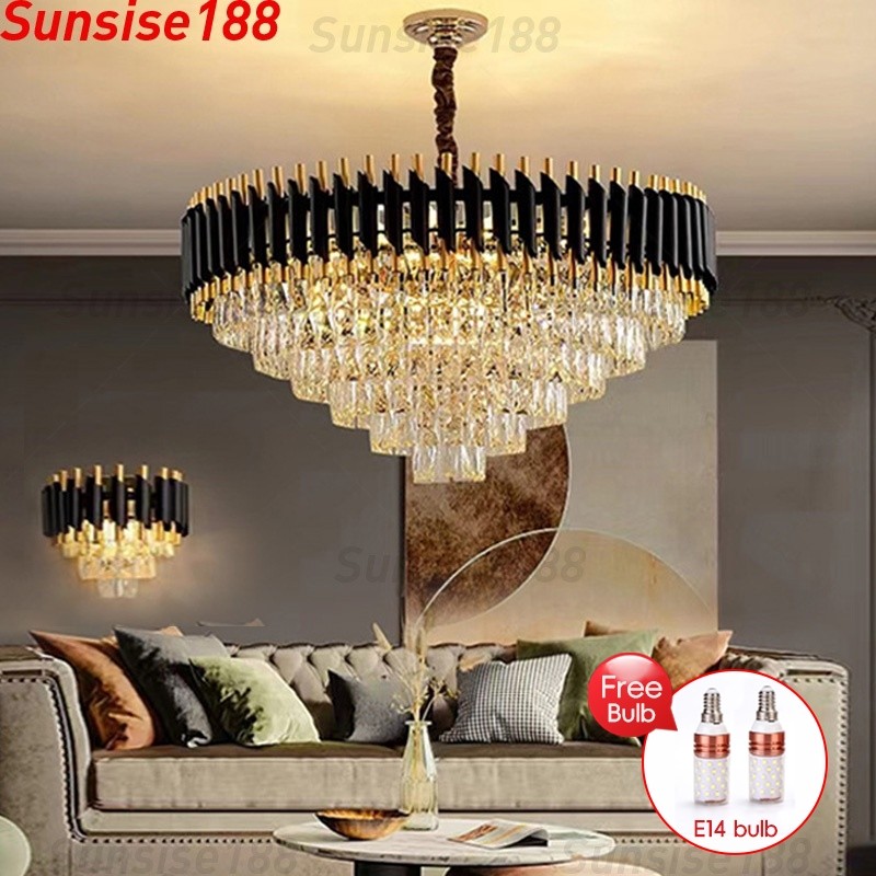 （Garansi satu tahun）Lampu gantung ruang tamu sekarang lampu gantung kristal bulat ruang makan bola l