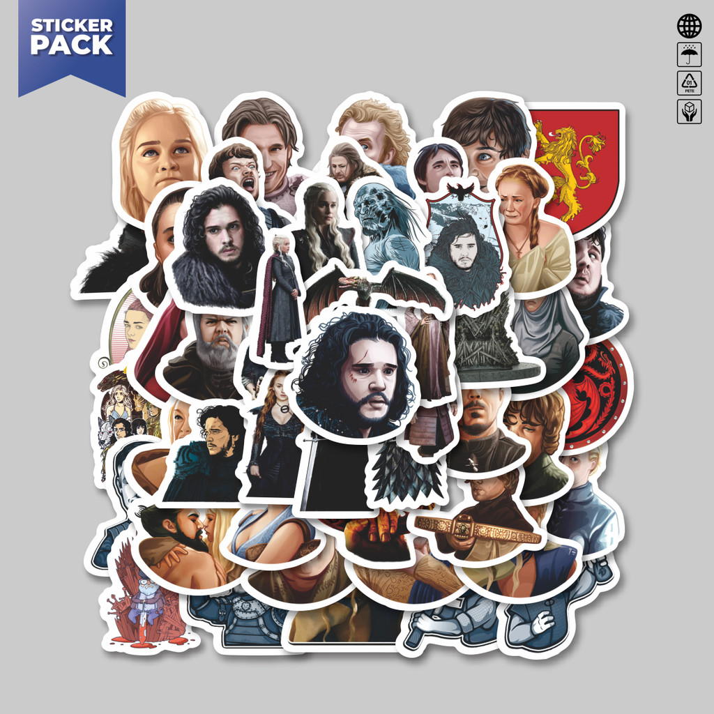 

[100PCS]Stiker Pack Stiker Game Of Throne Aesthetic Vinyl Anti Air Dekorasi Sticker Laptop Buku Journal Koper Helm Casing HP Gitar Helm Skateboard